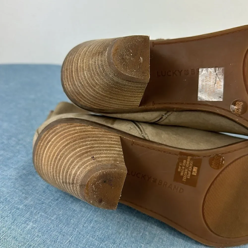 Lucky Brand Jana Taupe Leather Ankle Boots Size 8 M